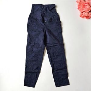 H&M Mama Maternity Pants Size Small Navy Blue Over Belly Stretch Cotton Comfort